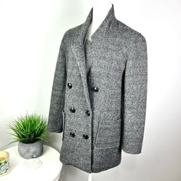 ATM Tweed Pattern Coat Womens Double Breasted Winter size small - Picture 1 of 9